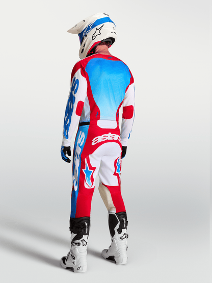 Alpinestars Pantalon Racer Hunt 2027 Blanc, Rouge Feu et Bleu Ucla - MxProStoreParts