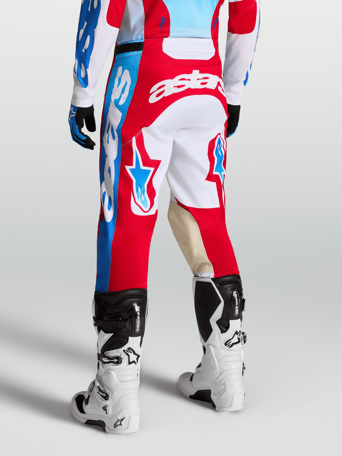 Alpinestars Pantalon Racer Hunt 2027 Blanc, Rouge Feu et Bleu Ucla - MxProStoreParts
