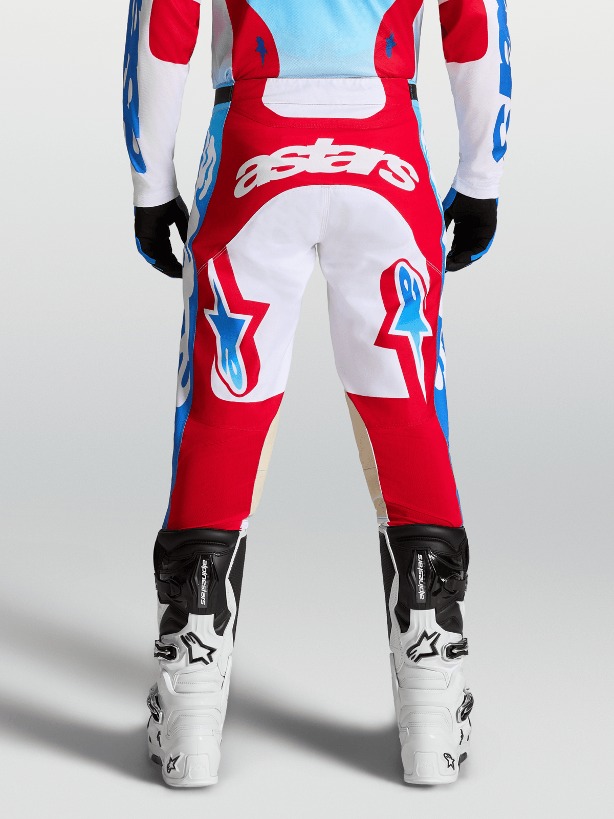 Alpinestars Pantalon Racer Hunt 2027 Blanc, Rouge Feu et Bleu Ucla - MxProStoreParts