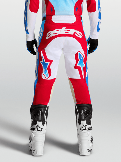 Alpinestars Pantalon Racer Hunt 2027 Blanc, Rouge Feu et Bleu Ucla - MxProStoreParts
