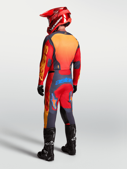 Alpinestars Maillot Racer Hunt 2027 Rouge Feu Gris Pierre Corail Chaud - MxProStoreParts