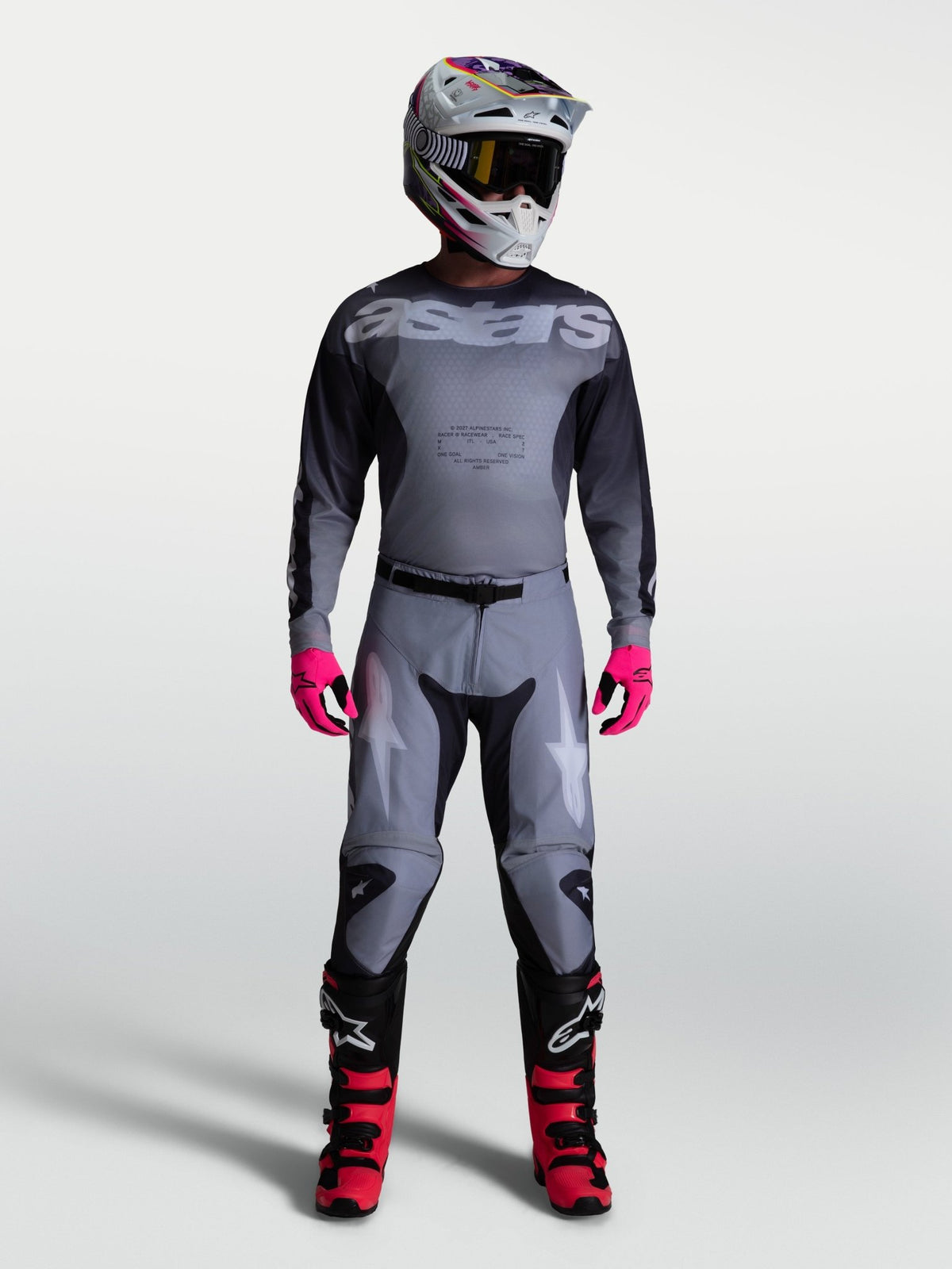 Alpinestars Camiseta Racer Amber 2027 Gris Pizarra Gris Frío Lila Claro - MxProStoreParts