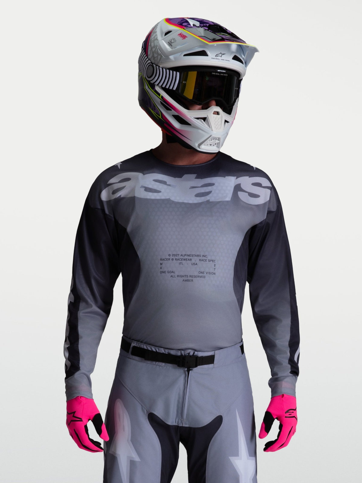 Alpinestars Camiseta Racer Amber 2027 Gris Pizarra Gris Frío Lila Claro - MxProStoreParts