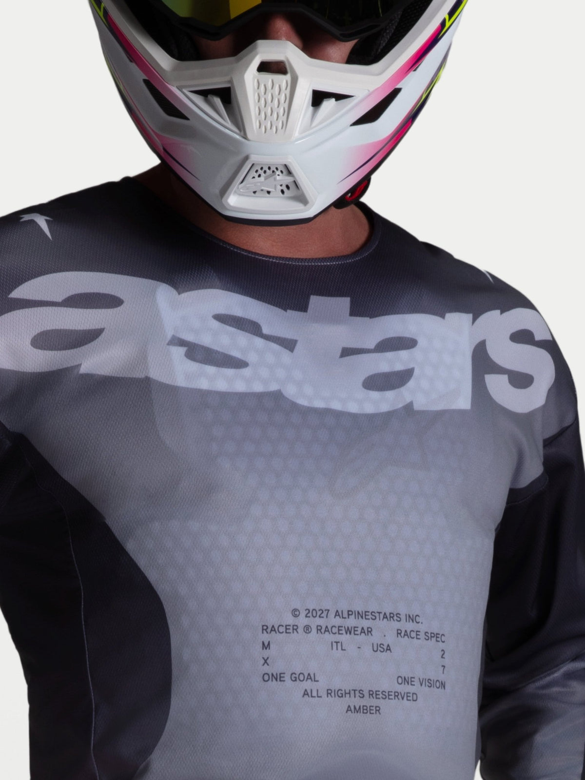 Alpinestars Camiseta Racer Amber 2027 Gris Pizarra Gris Frío Lila Claro - MxProStoreParts