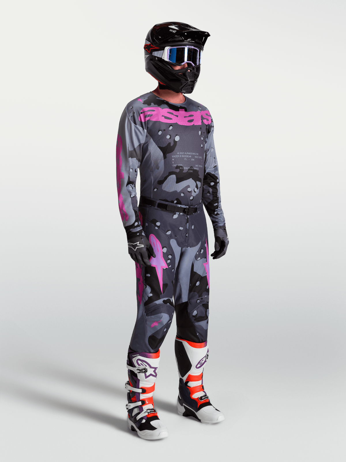 Alpinestars Racer Lone Jersey 2027 Grey Camo Purple - MxProStoreParts