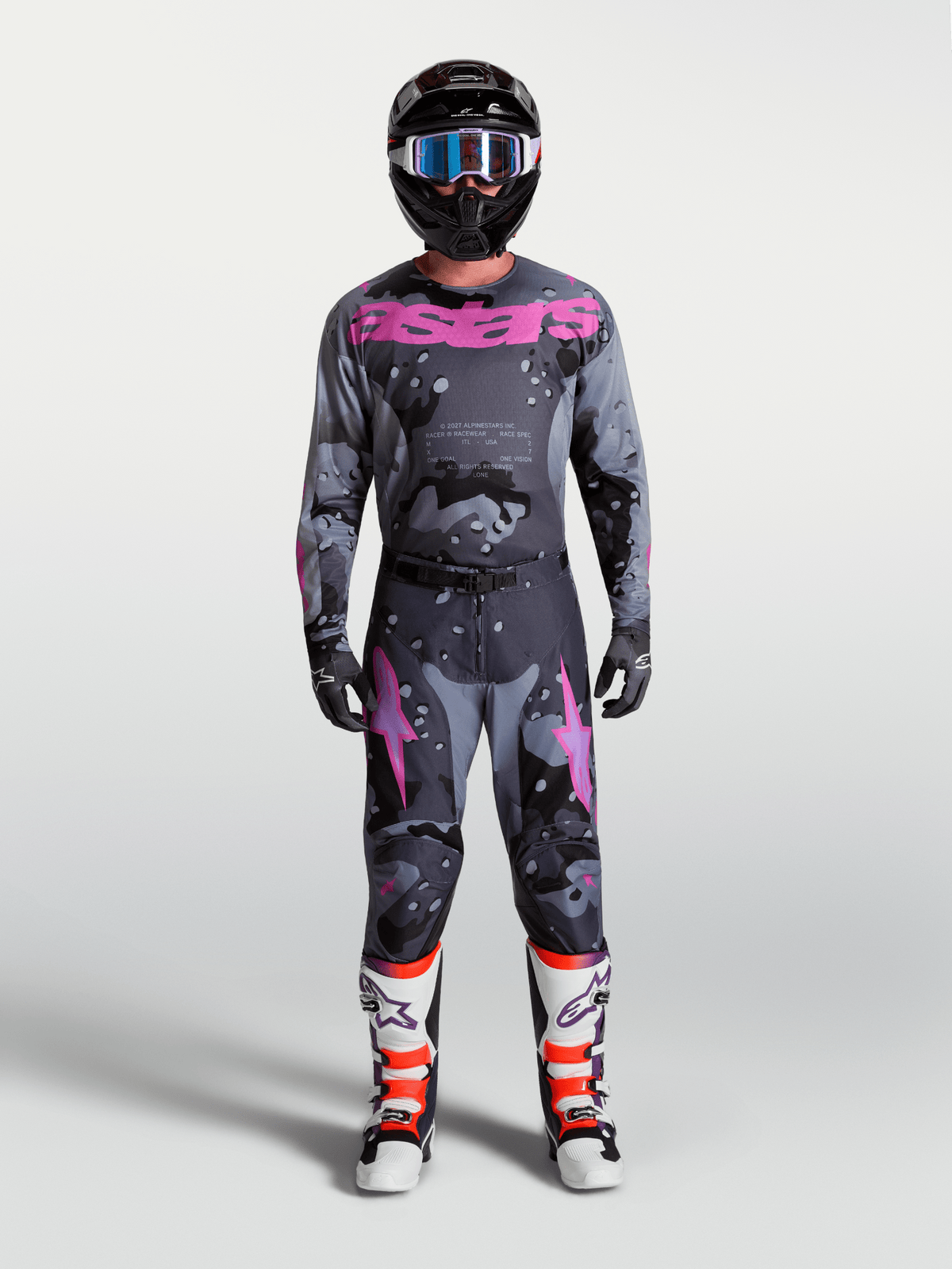 Alpinestars Racer Lone Jersey 2027 Grey Camo Purple - MxProStoreParts