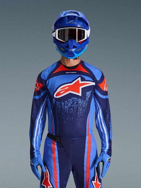 Maillot Alpinestars Techstar Nomur, Bleu marine foncé, orange et bleu UCLA
