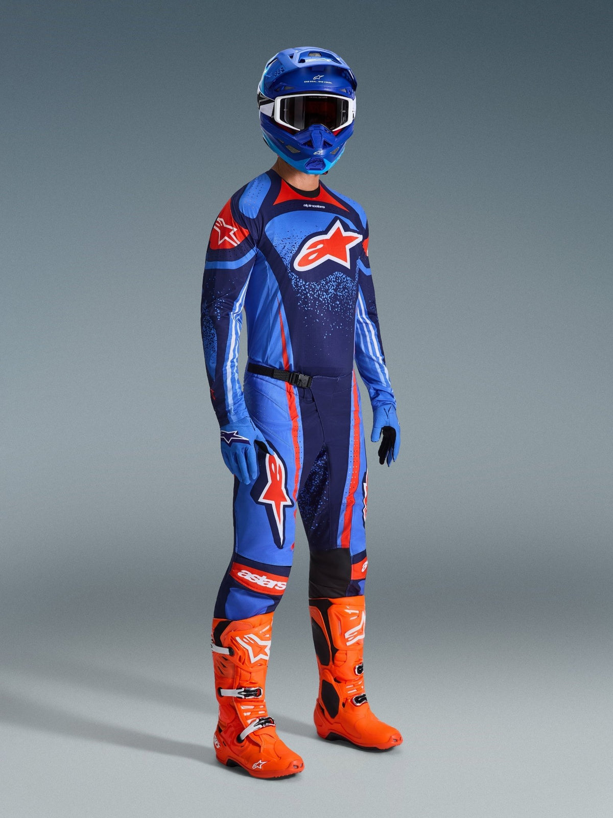 Alpinestars Techstar Nomur Jersey, Dark Navy Orange UCLA Blue - MxProStoreParts