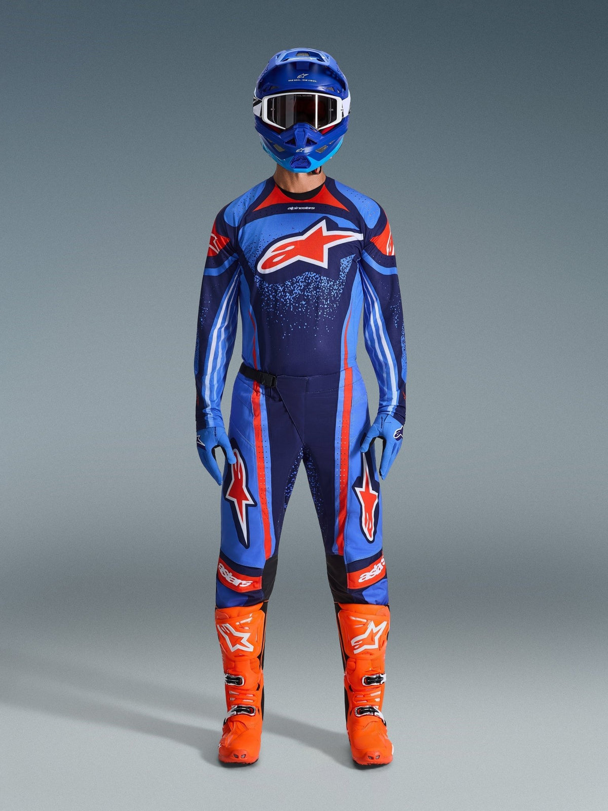 Alpinestars Techstar Nomur Jersey, Dark Navy Orange UCLA Blue - MxProStoreParts