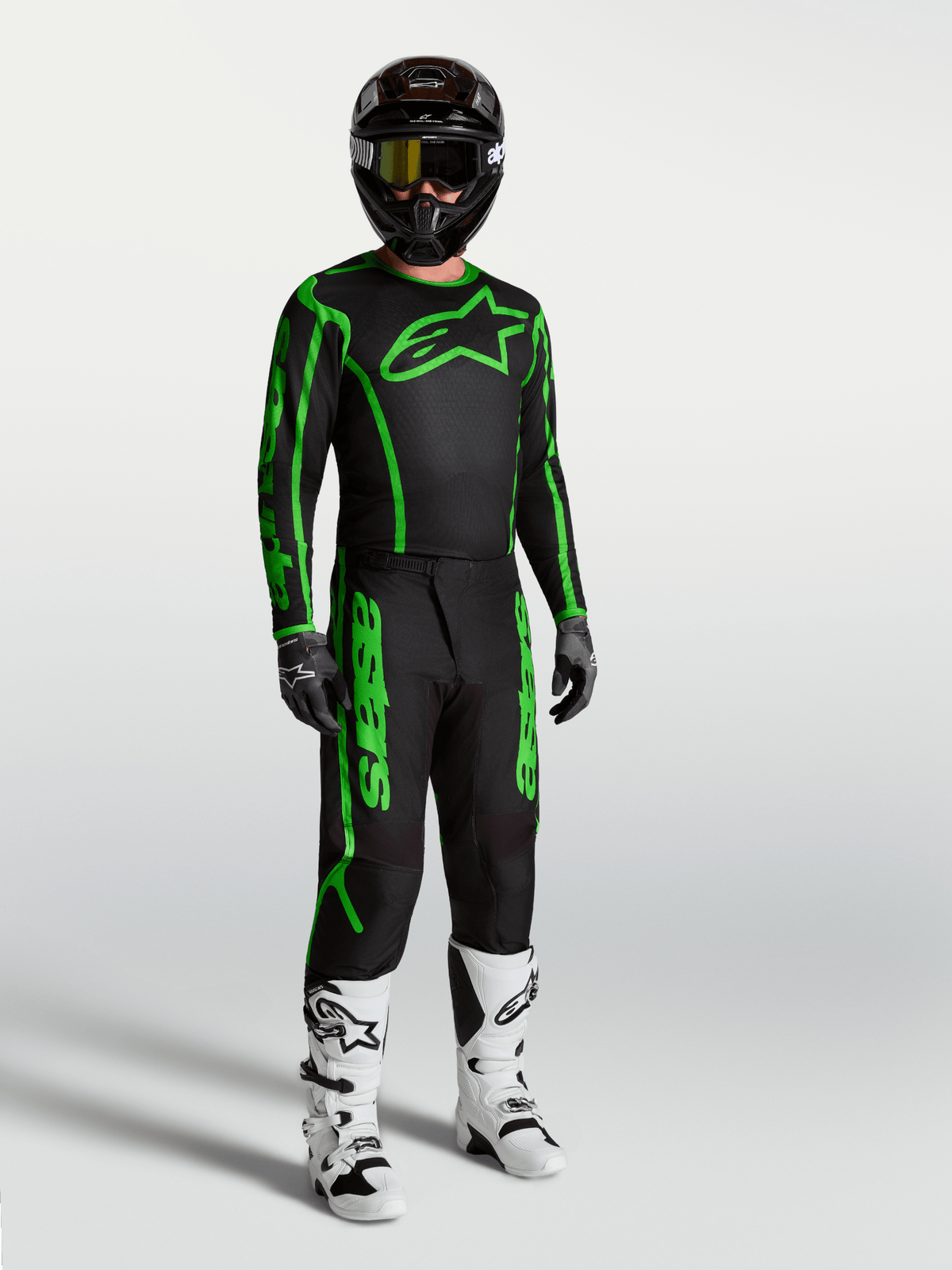 Alpinestars Fluid Apex V2 Camiseta 2027 Negro Verde Fluorescente - MxProStoreParts