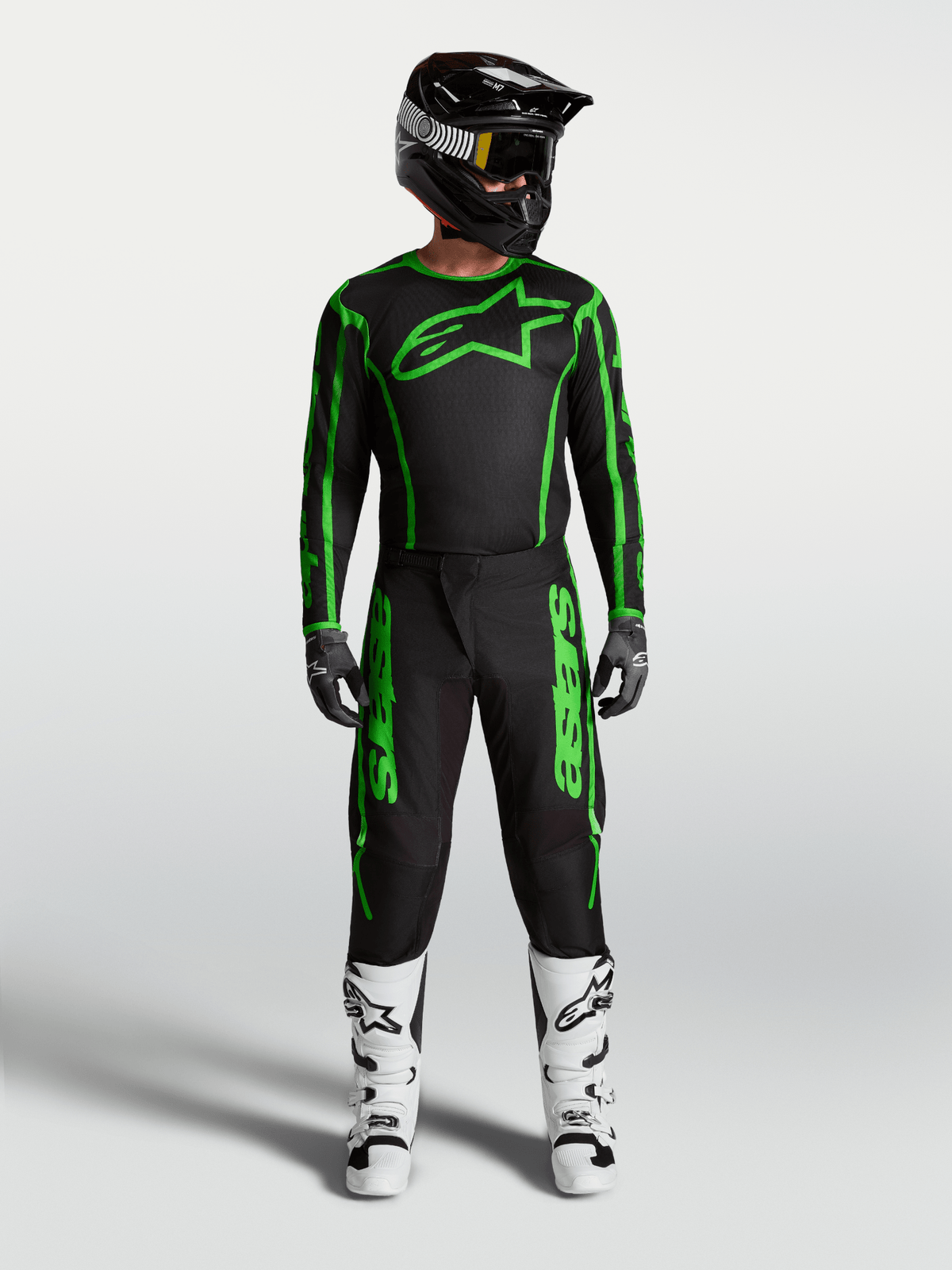 Alpinestars Fluid Apex V2 Camiseta 2027 Negro Verde Fluorescente - MxProStoreParts