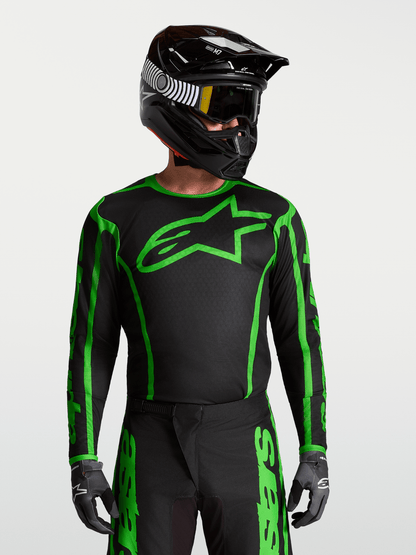 Alpinestars Fluid Apex V2 Camiseta 2027 Negro Verde Fluorescente - MxProStoreParts