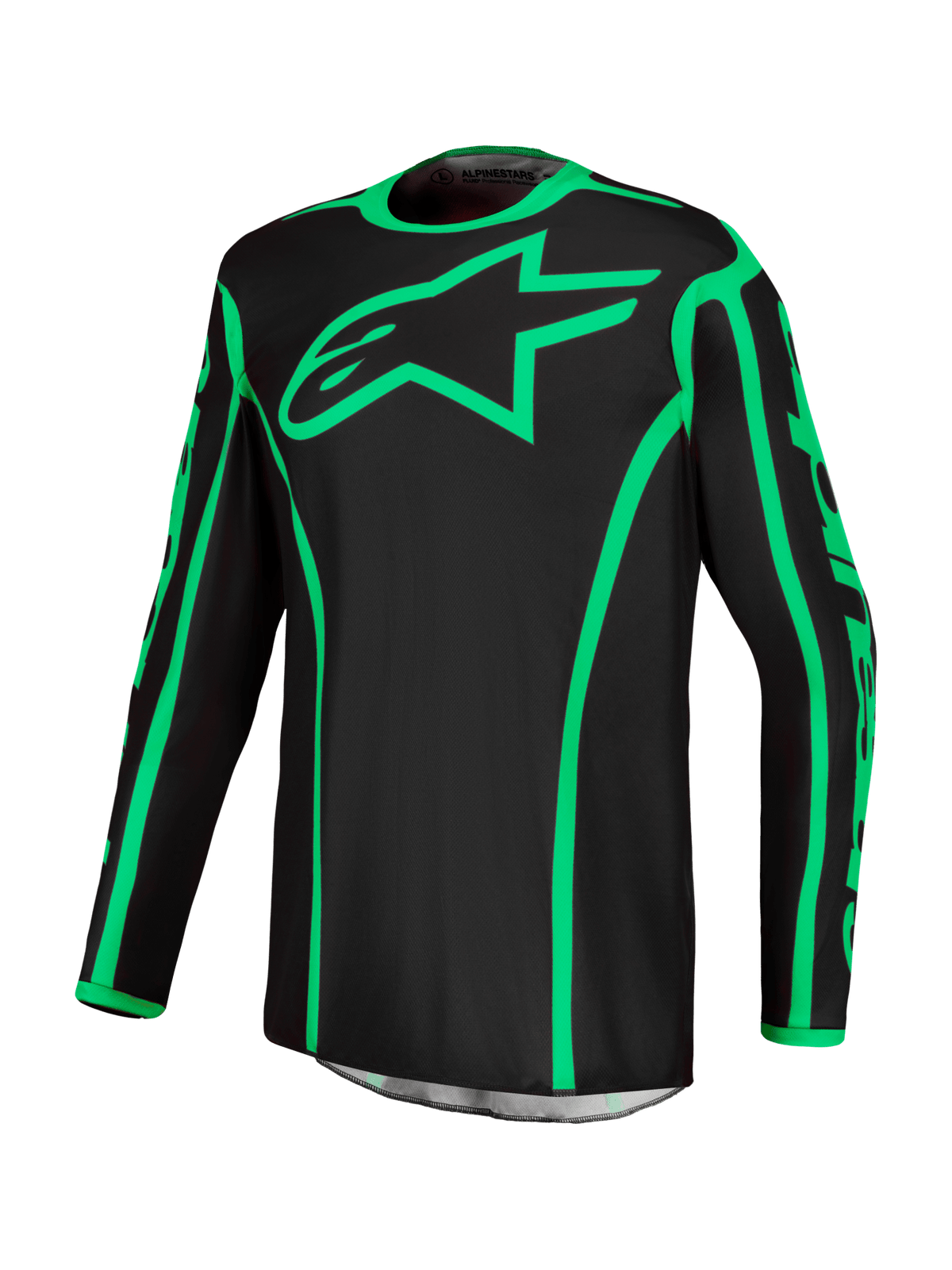 Alpinestars Fluid Apex V2 Camiseta 2027 Negro Verde Fluorescente - MxProStoreParts