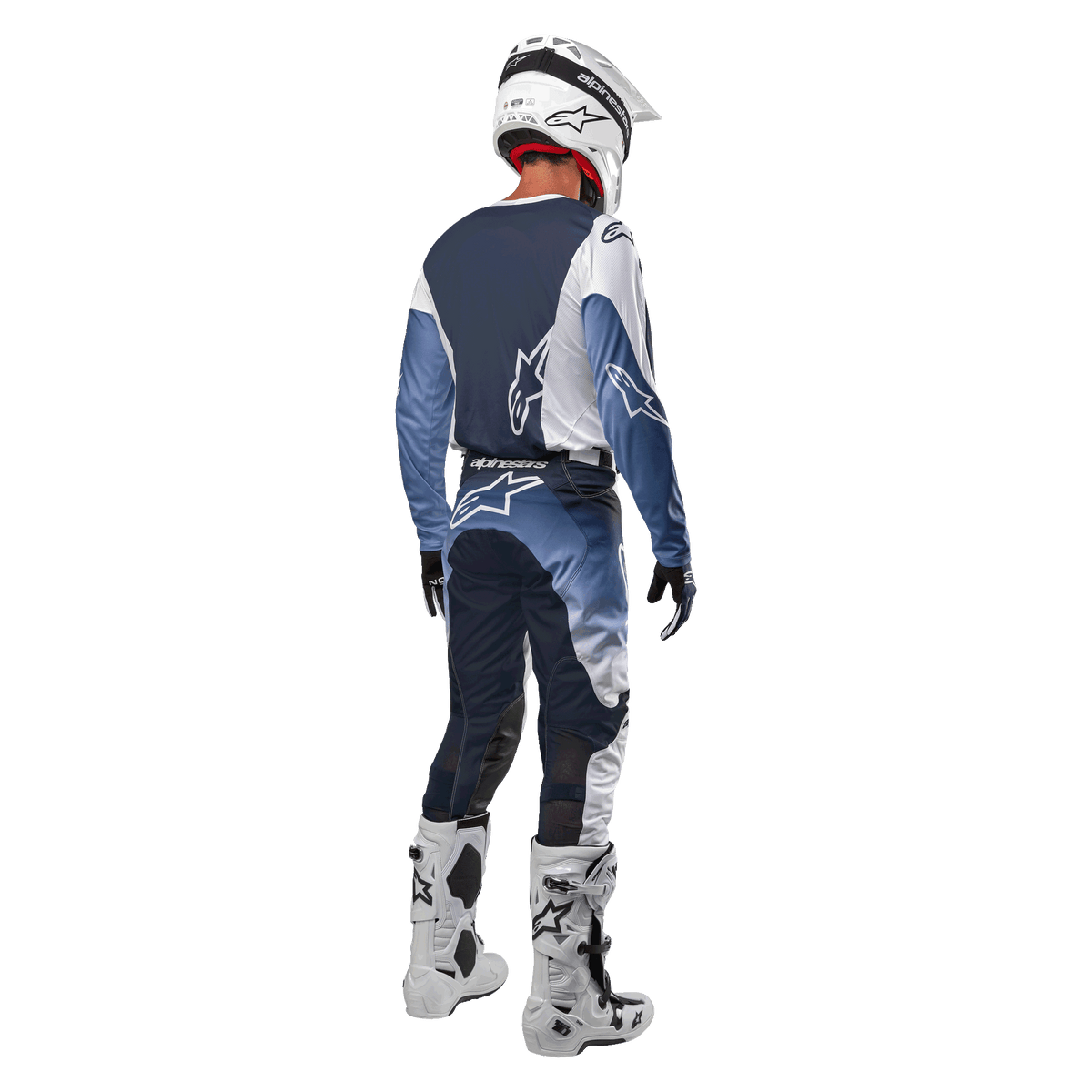Alpinestars 2024 Camiseta Racer Hoen Transpirable Blanco/Azul Marino Oscuro/Azul Claro - MxProStoreParts