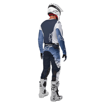 Alpinestars 2024 Camiseta Racer Hoen Transpirable Blanco/Azul Marino Oscuro/Azul Claro - MxProStoreParts