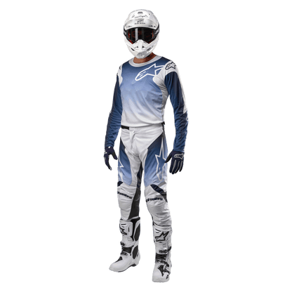 Alpinestars 2024 Camiseta Racer Hoen Transpirable Blanco/Azul Marino Oscuro/Azul Claro - MxProStoreParts
