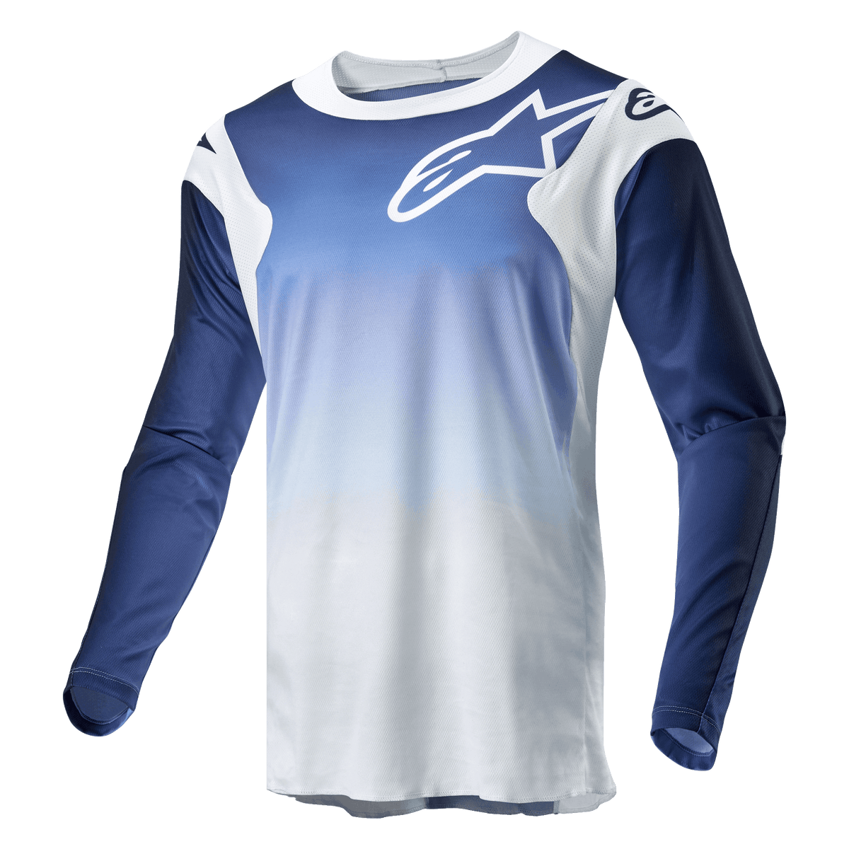Alpinestars 2024 Camiseta Racer Hoen Transpirable Blanco/Azul Marino Oscuro/Azul Claro - MxProStoreParts