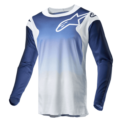 Alpinestars 2024 Camiseta Racer Hoen Transpirable Blanco/Azul Marino Oscuro/Azul Claro - MxProStoreParts