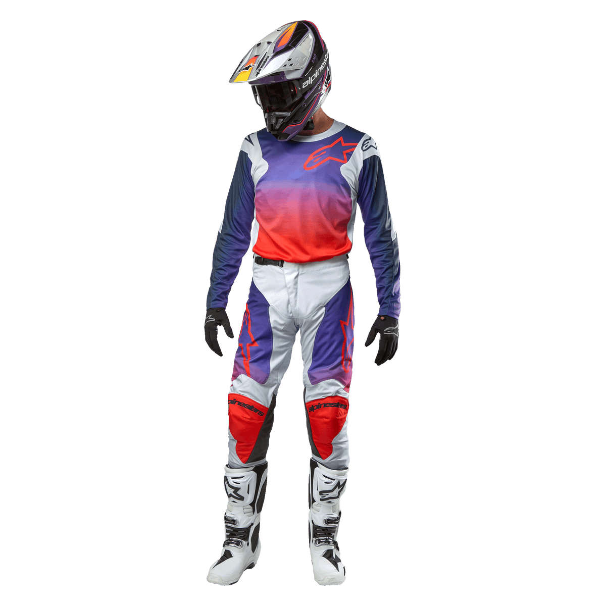 Alpinestars 2024 Racer Hoen Trikot Hellgrau Warm Orange Schwarz - MxProStoreParts