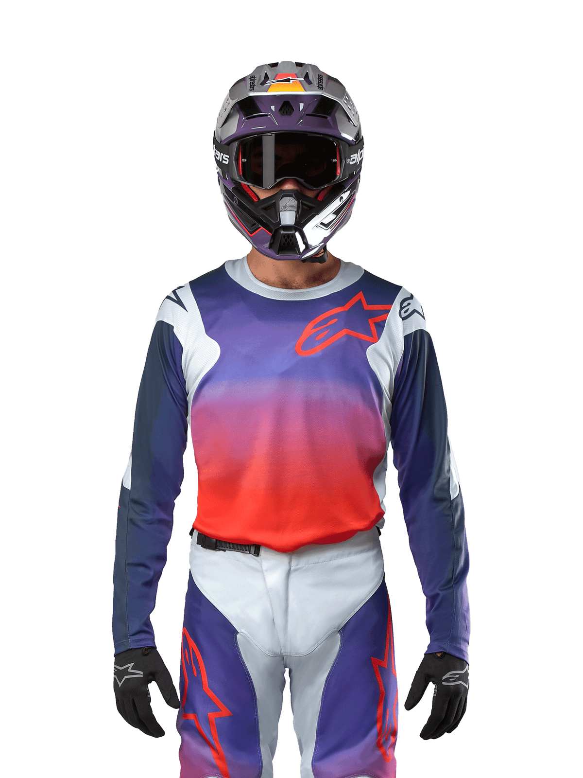 Alpinestars 2024 Racer Hoen Trikot Hellgrau Warm Orange Schwarz - MxProStoreParts