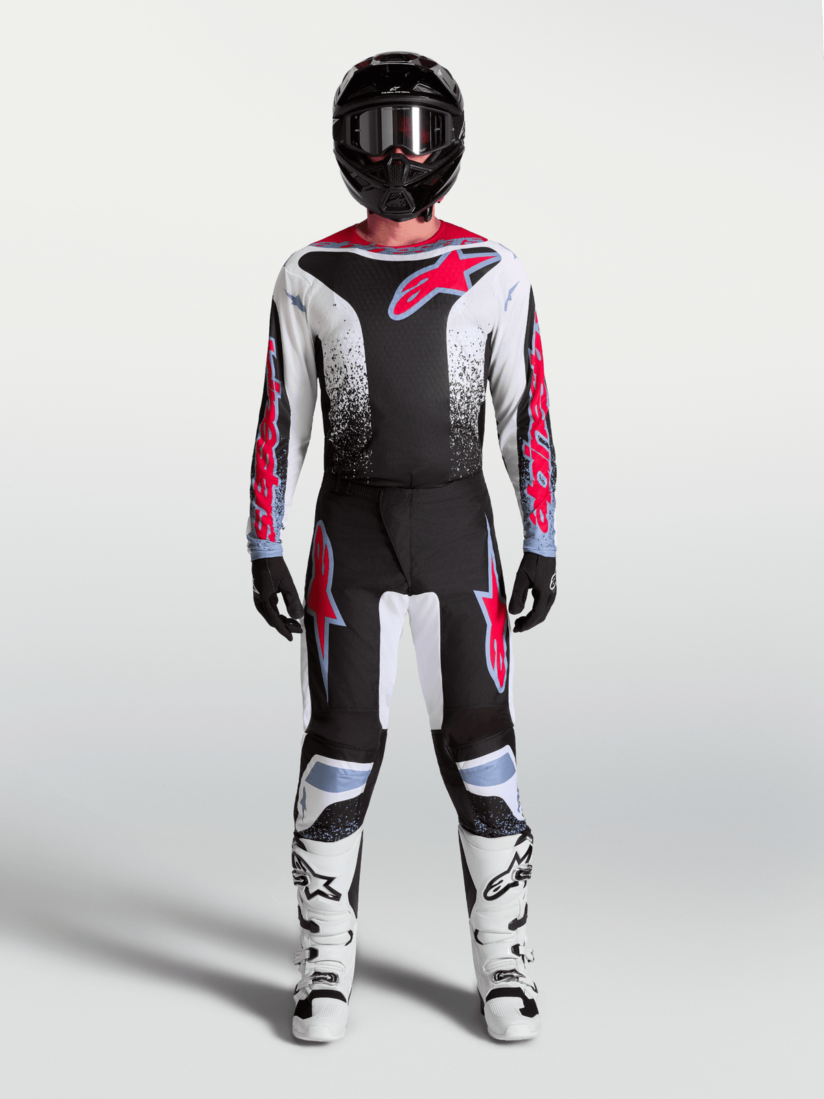 Alpinestars Maillot Fluid Drag 2027 Noir Blanc Bleu Clair Rouge Fluo - MxProStoreParts