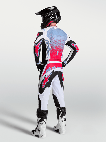 Alpinestars Maillot Fluid Drag 2027 Noir Blanc Bleu Clair Rouge Fluo - MxProStoreParts