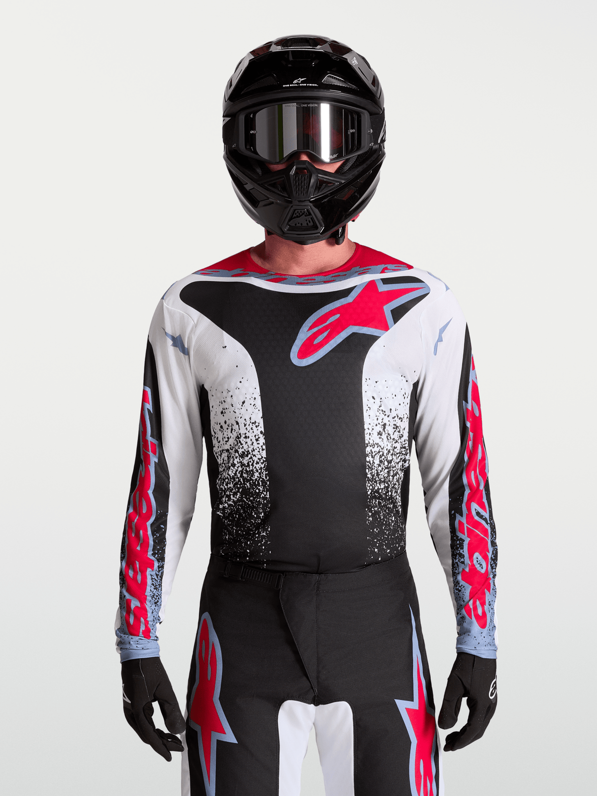 Alpinestars Maillot Fluid Drag 2027 Noir Blanc Bleu Clair Rouge Fluo - MxProStoreParts