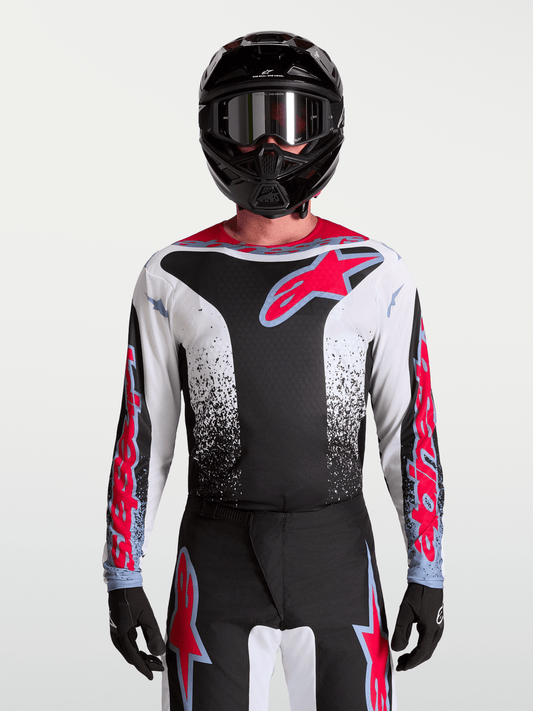 Alpinestars Maillot Fluid Drag 2027 Noir Blanc Bleu Clair Rouge Fluo