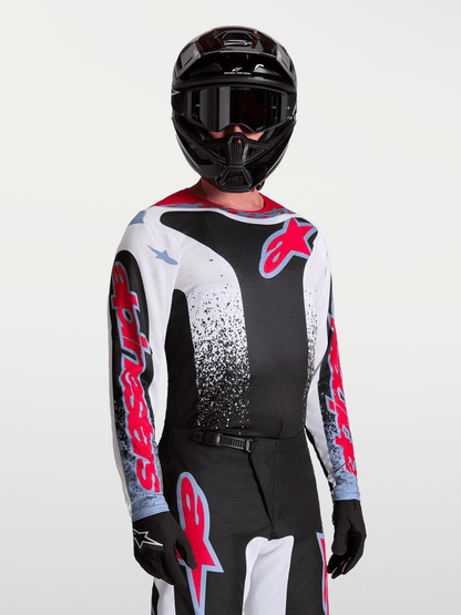 Alpinestars Maillot Fluid Drag 2027 Noir Blanc Bleu Clair Rouge Fluo - MxProStoreParts