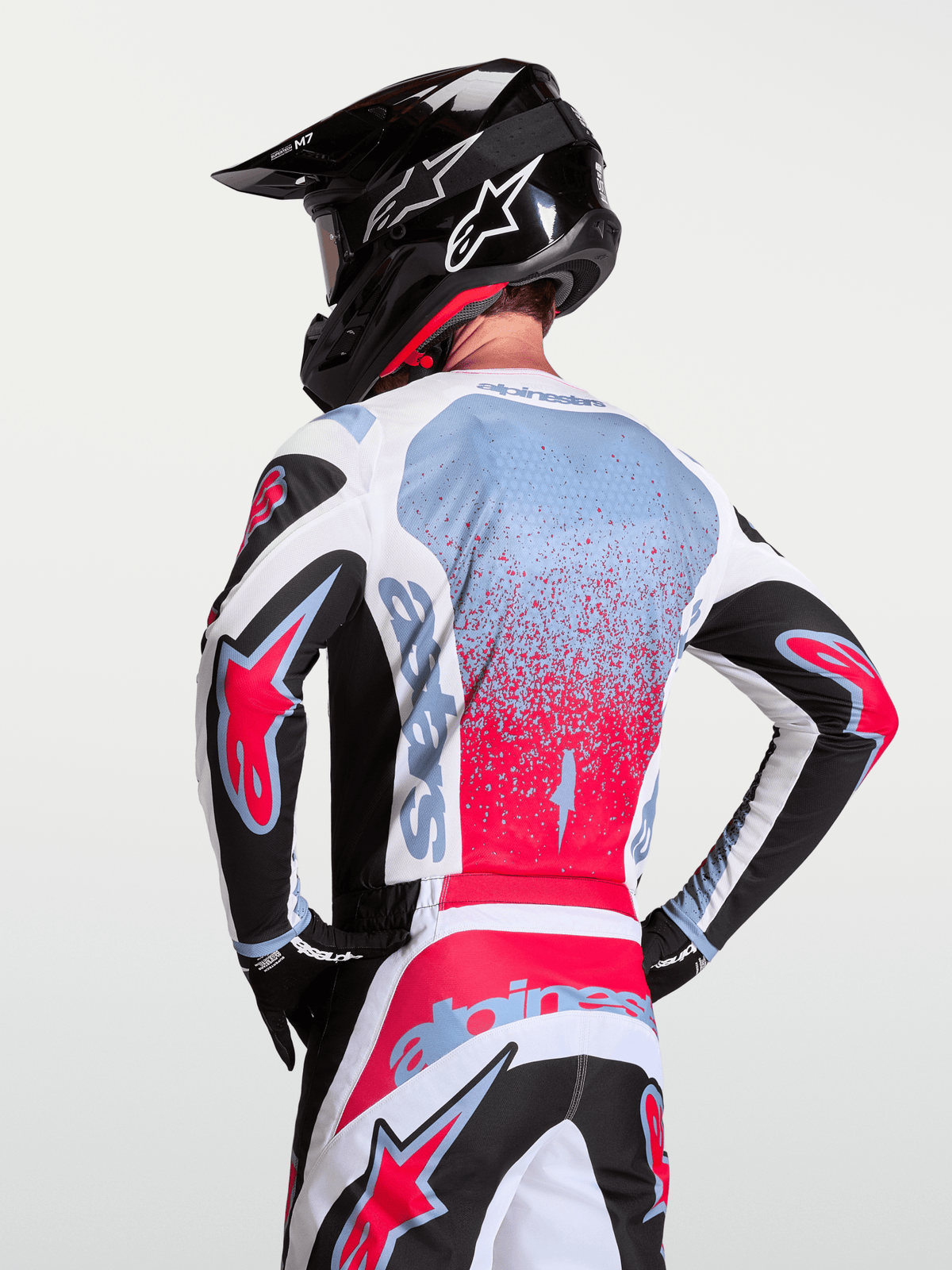 Alpinestars Maillot Fluid Drag 2027 Noir Blanc Bleu Clair Rouge Fluo - MxProStoreParts