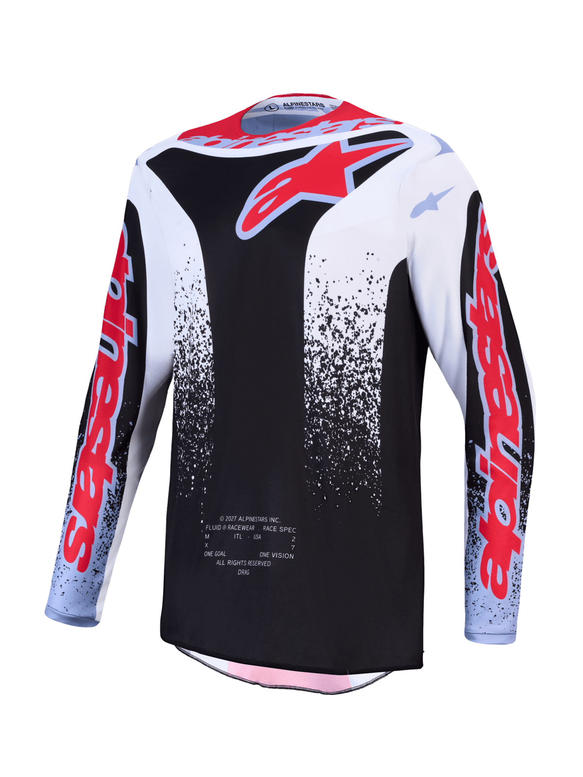 Alpinestars Maillot Fluid Drag 2027 Noir Blanc Bleu Clair Rouge Fluo - MxProStoreParts