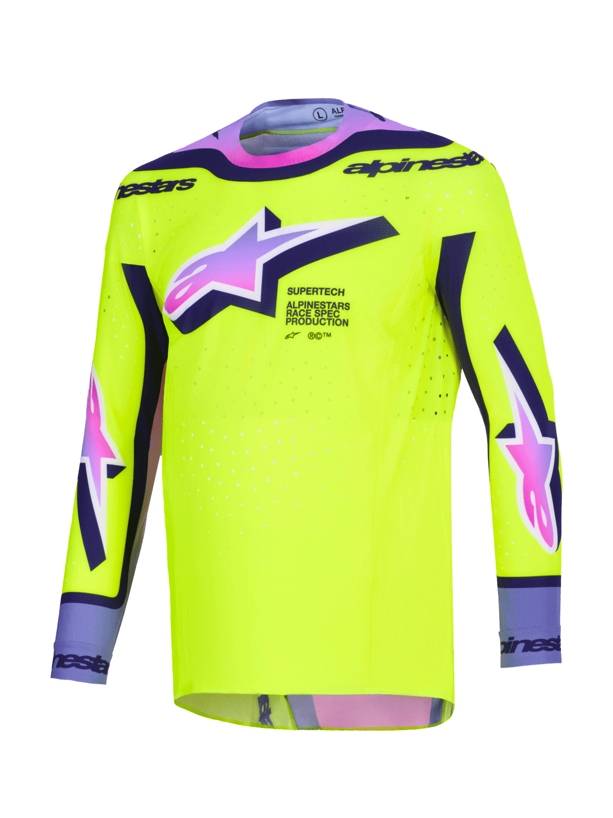 Alpinestars Supertech Vista Camiseta de Nivel Profesional Amarillo, Morado y Negro - MxProStoreParts