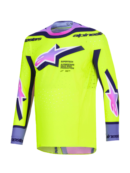 Alpinestars Supertech Vista Camiseta de Nivel Profesional Amarillo, Morado y Negro - MxProStoreParts