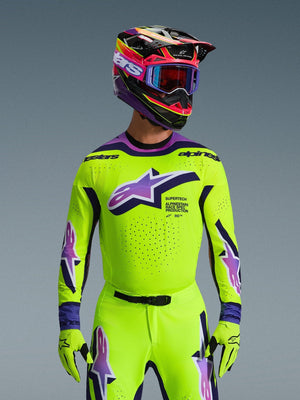 Alpinestars Supertech Vista Maillot Niveau Professionnel Jaune Violet Noir