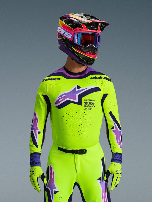 Alpinestars Supertech Vista Maillot Niveau Professionnel Jaune Violet Noir