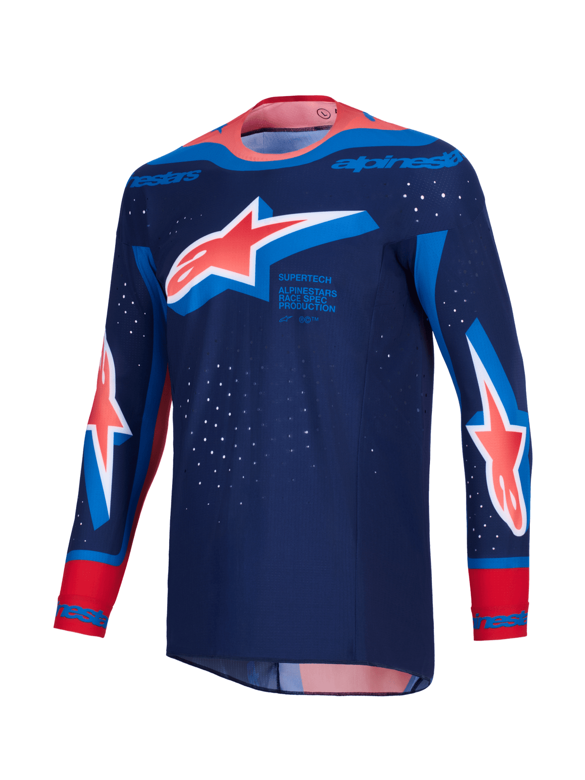 Alpinestars Supertech Vista Camiseta Azul Marino Oscuro, Coral Brillante y Cobalto - MxProStoreParts