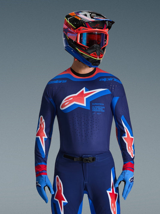 Alpinestars Maillot Supertech Vista Bleu Foncé Corail Chaud Cobalt