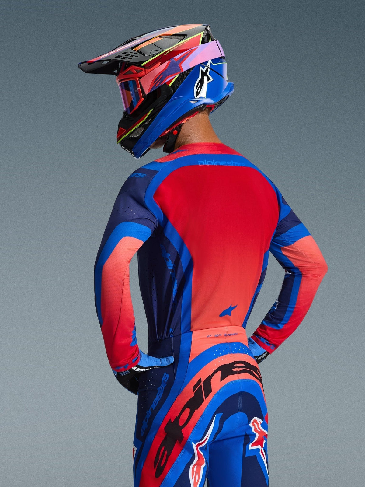 Alpinestars Supertech Vista Camiseta Azul Marino Oscuro, Coral Brillante y Cobalto - MxProStoreParts