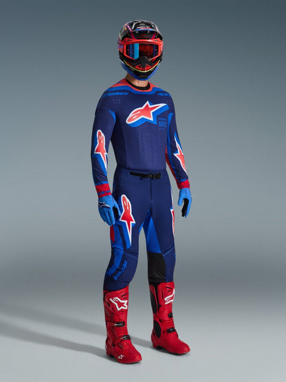 Alpinestars Supertech Vista Camiseta Azul Marino Oscuro, Coral Brillante y Cobalto - MxProStoreParts