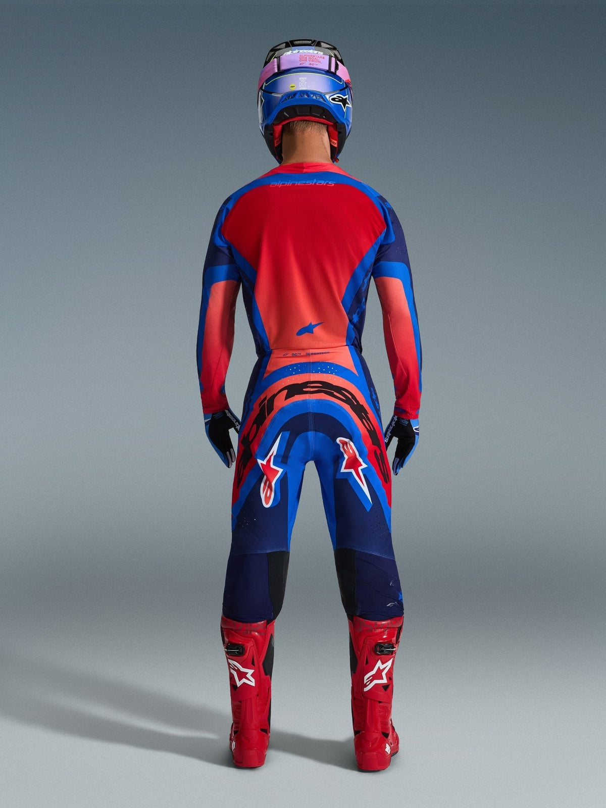 Alpinestars Supertech Vista Camiseta Azul Marino Oscuro, Coral Brillante y Cobalto - MxProStoreParts