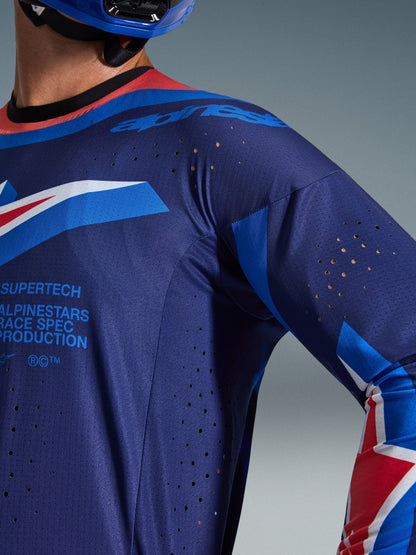 Alpinestars Supertech Vista Camiseta Azul Marino Oscuro, Coral Brillante y Cobalto - MxProStoreParts