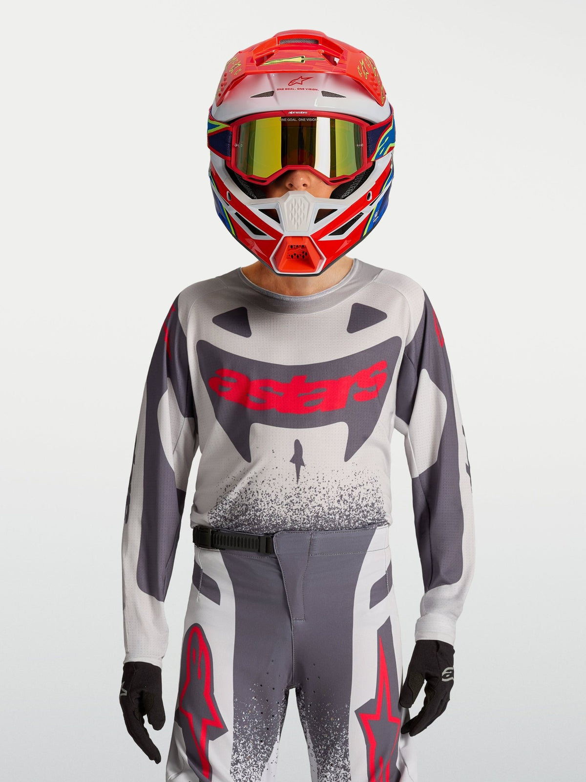 Alpinestars Camiseta Supertech Swan Juvenil 2027 Lila Claro, Gris Oscuro y Rojo Flúor - MxProStoreParts