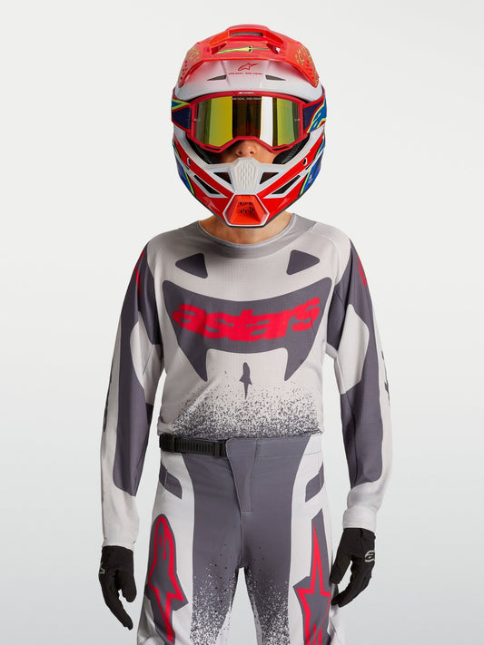 Alpinestars Maillot Supertech Swan 2027 pour Enfants Violet Clair Gris Foncé Rouge Fluo