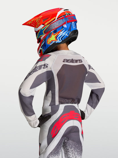 Alpinestars Camiseta Supertech Swan Juvenil 2027 Lila Claro, Gris Oscuro y Rojo Flúor - MxProStoreParts