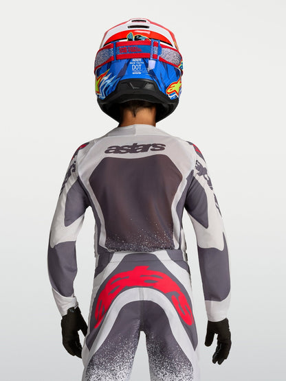 Alpinestars Camiseta Supertech Swan Juvenil 2027 Lila Claro, Gris Oscuro y Rojo Flúor - MxProStoreParts