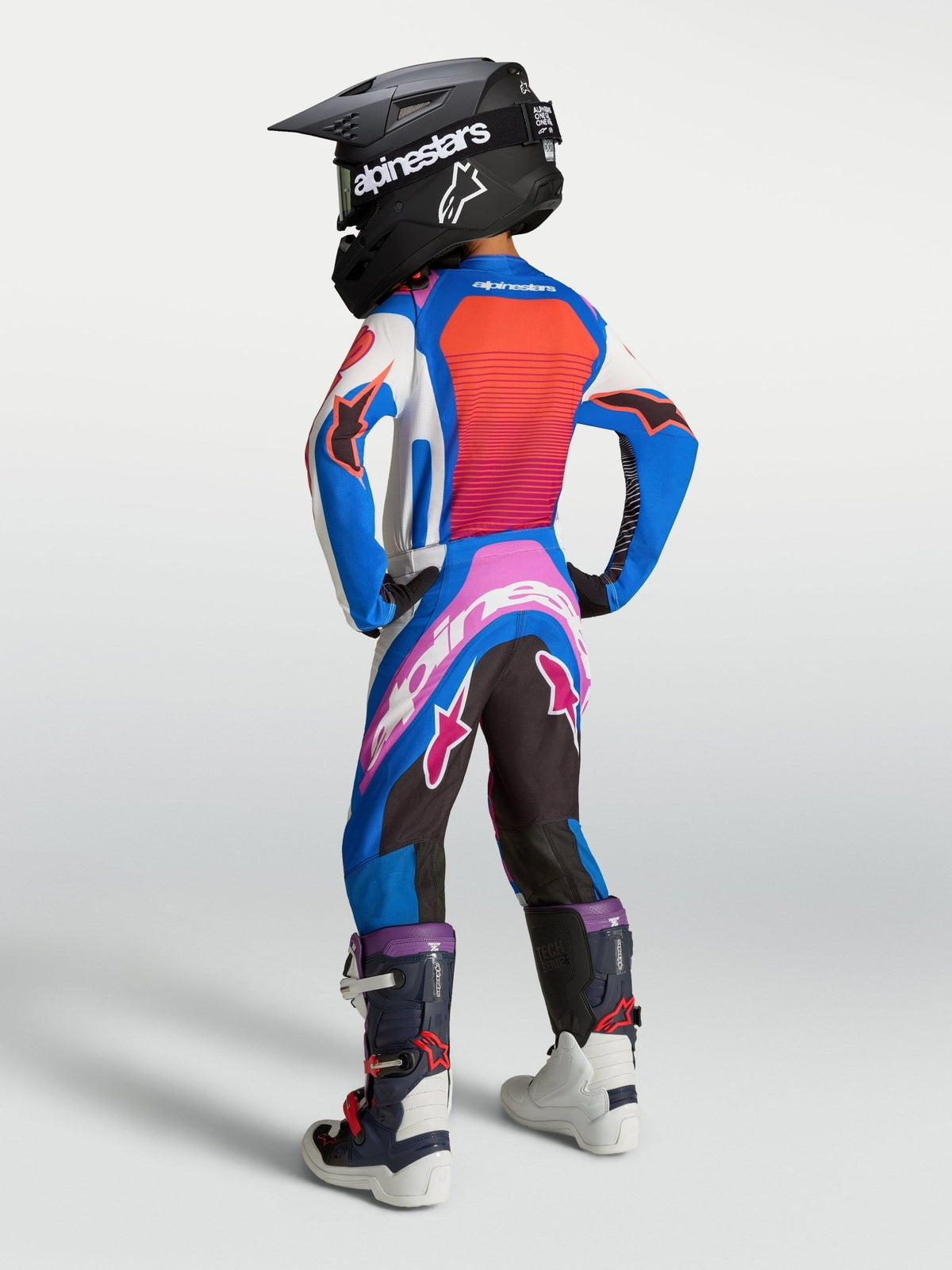 Alpinestars Maillot Enfant Supertech Maven 2027 Blanc Hot Coral Blithe Blue - MxProStoreParts