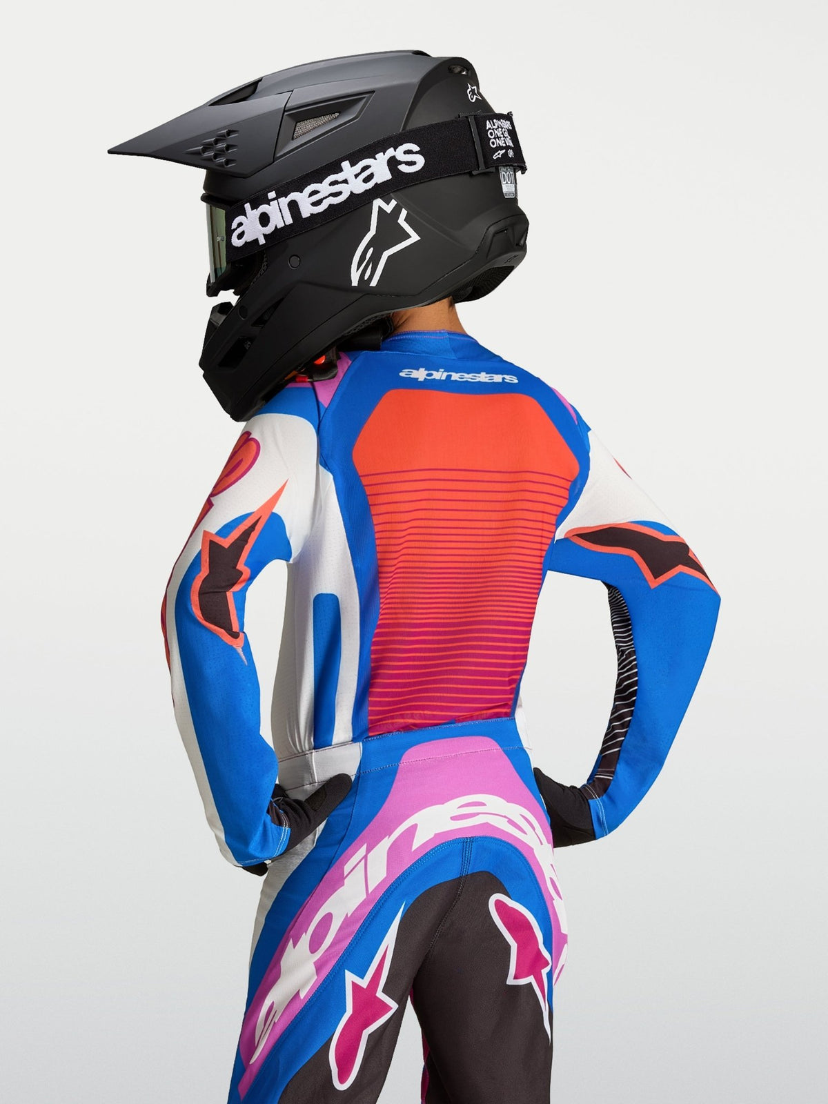 Alpinestars Maillot Enfant Supertech Maven 2027 Blanc Hot Coral Blithe Blue - MxProStoreParts