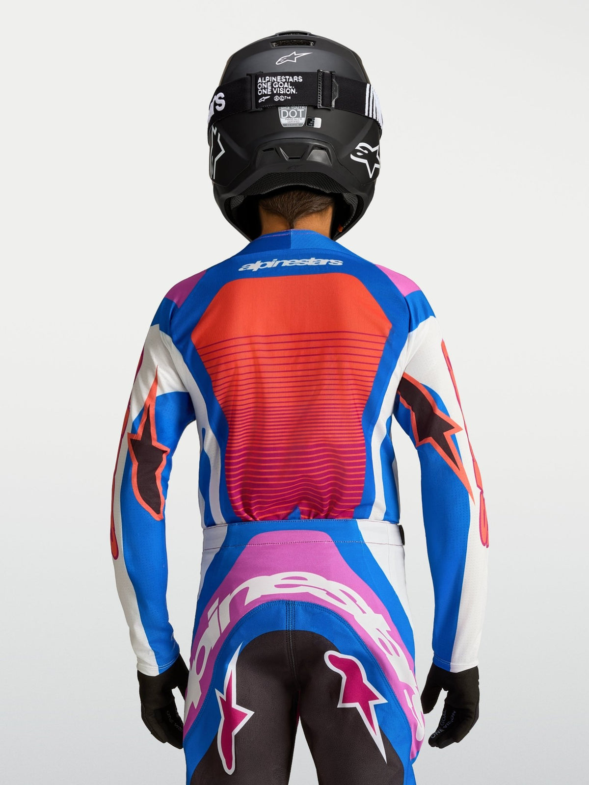 Alpinestars Maillot Enfant Supertech Maven 2027 Blanc Hot Coral Blithe Blue - MxProStoreParts