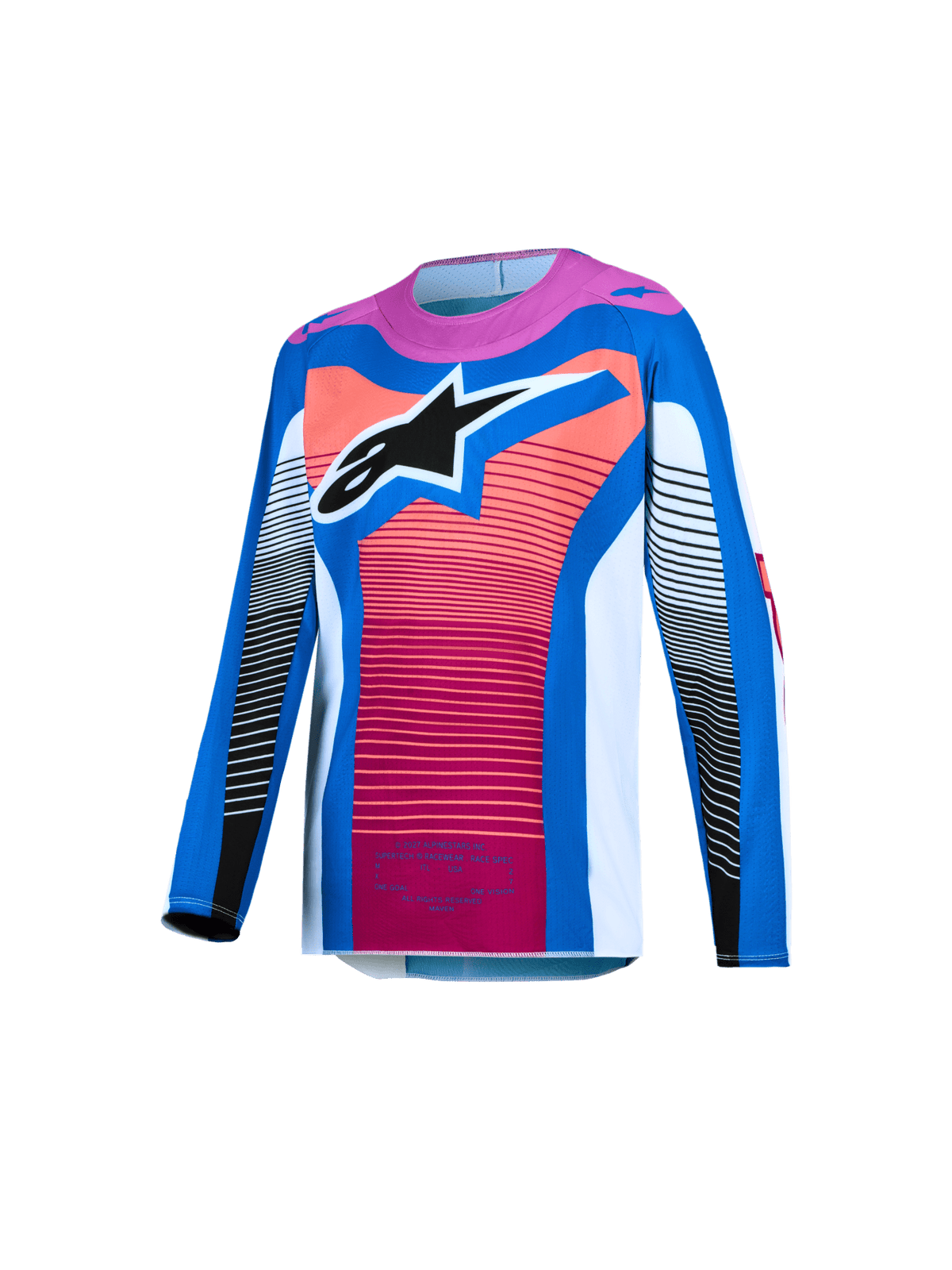 Alpinestars Maillot Enfant Supertech Maven 2027 Blanc Hot Coral Blithe Blue - MxProStoreParts