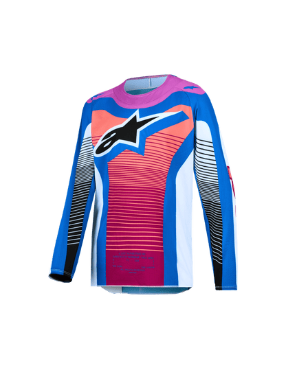 Alpinestars Maillot Enfant Supertech Maven 2027 Blanc Hot Coral Blithe Blue - MxProStoreParts